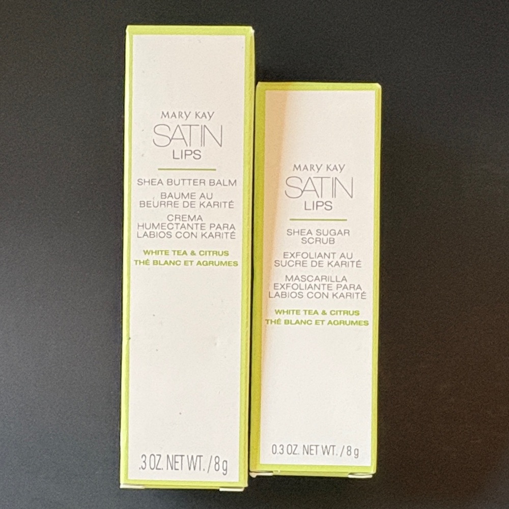 Mary Kay Satin Lips Shea Butter Balm and Sugar Scrub - White Tea & Citrus. NEW